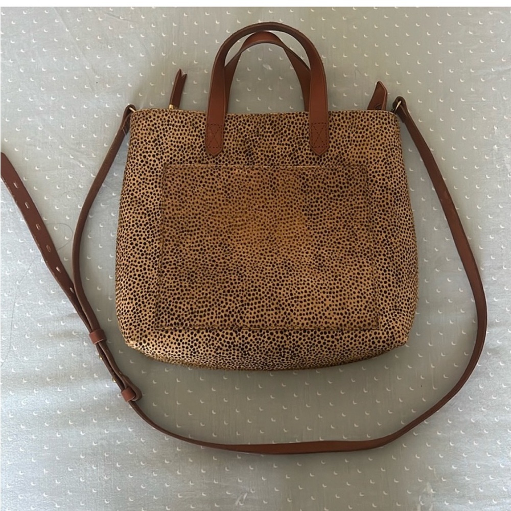 Calf hair Madewell small transport tote